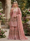 Pink Colour Pure Fendy Silk With Heavy Embroidery Sequence Work Readymade Suits Nsr 887